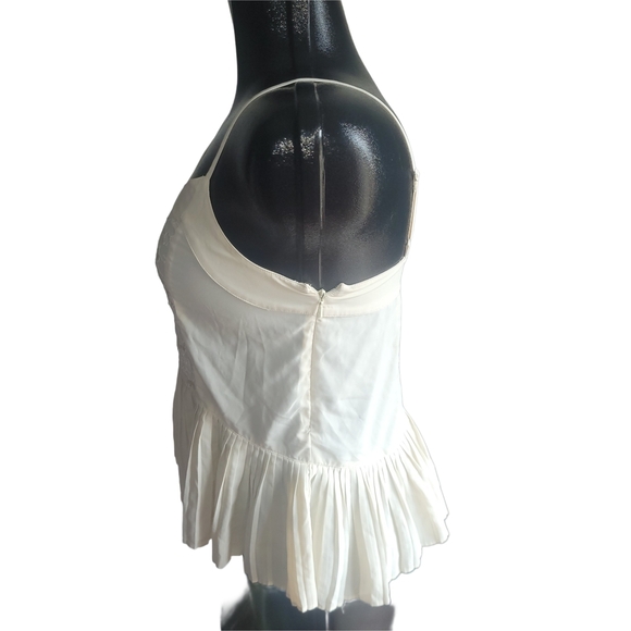 American Eagle Cream Lace Cami Top with Peplum Pleated Hemline S - Picture 4 of 6